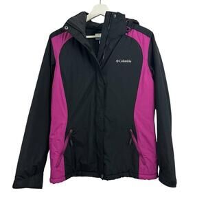 Columbia Women’s Black Purple Interchange Ski Jacket Waterproof Coat Size M
